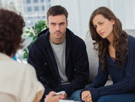 Couple listening to a mediator